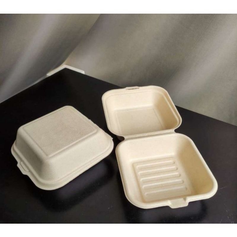 Bagasse Clamshell Box 450ml Korean Cake Box