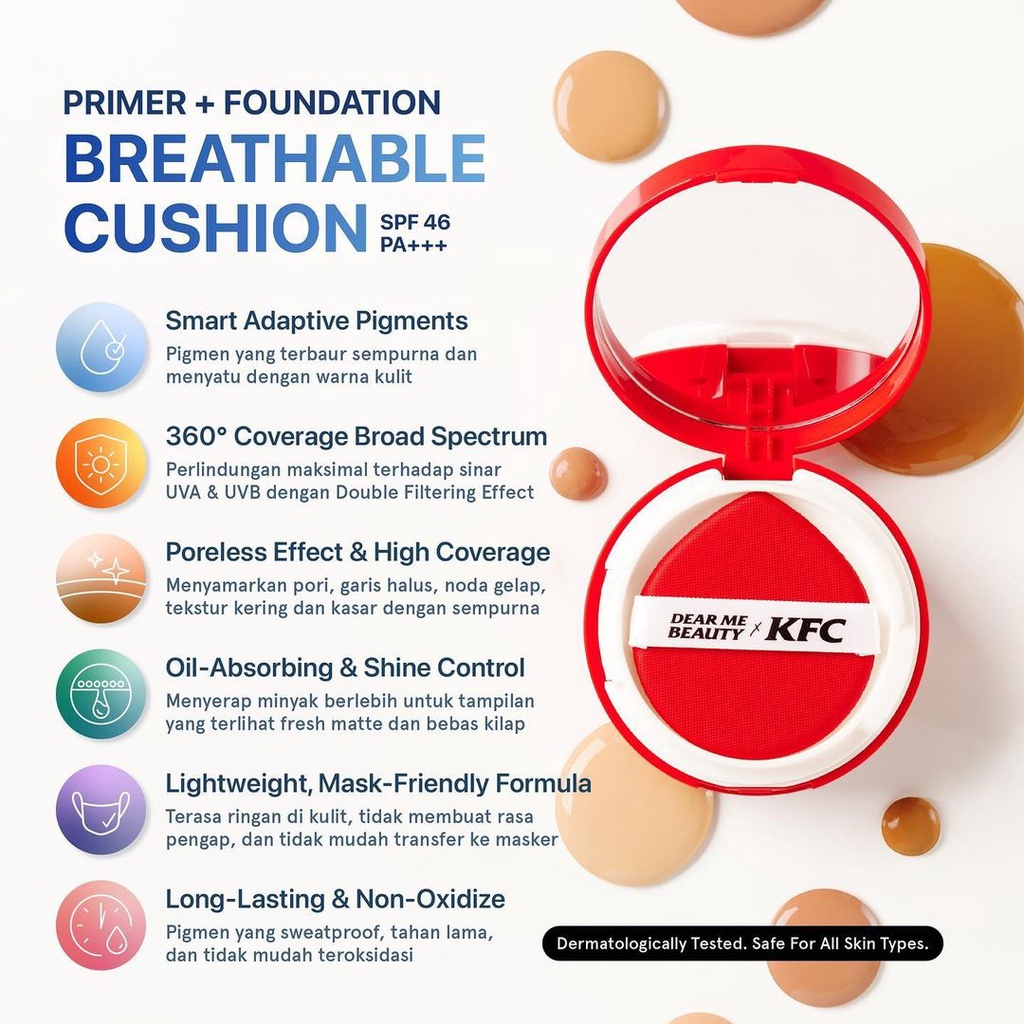 Dear Me Beauty X KFC Primer + Foundation Breathable Cushion SPF46 PA+++