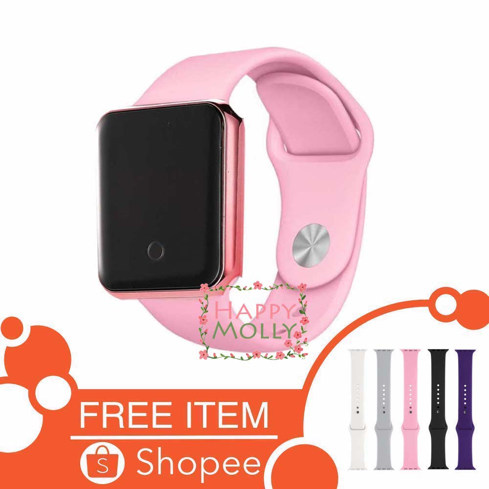 Touch Screen★LED Watch [ Baby Pink Rose Gold ] Jam Tangan Digital Pria &amp; Wanita - FREE STRAP