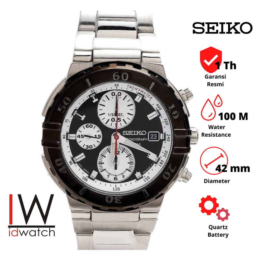 Seiko Chronograph SND685P1 Jam Tangan Pria Original SND685 Cowok Strap Rantai Stainless