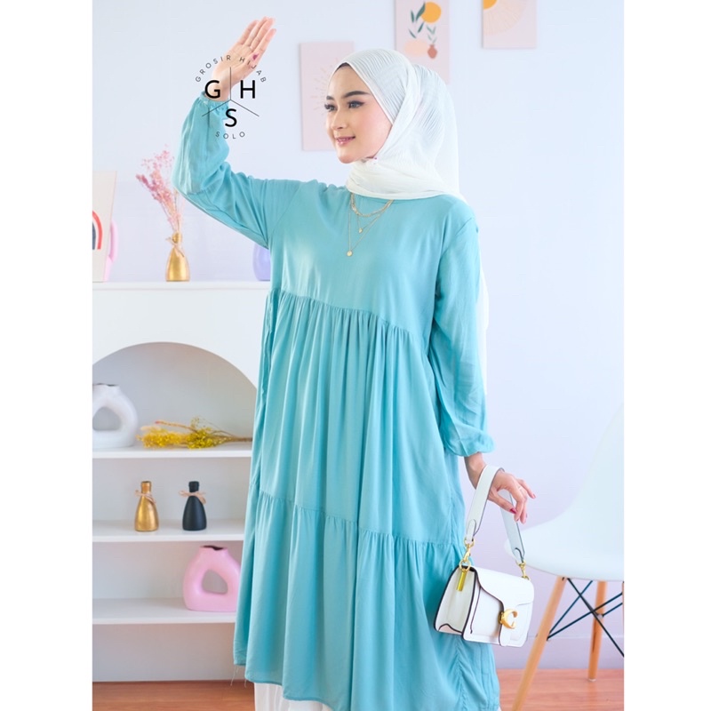 (MSB) TUNIK INEMA RUFFLE MIDI DRESS DAILY TUNIK