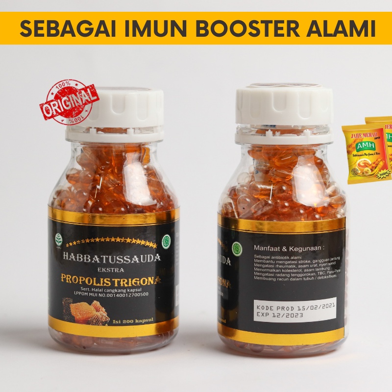TRIGONA. Obat Asam Lambung ,Kolesteror ,Asam Urat .Stroke Habbatussauda Trigona ISI 200 Kapsul  DAYA TAHAN TUBUH ORIGINAL 100% HERBAL