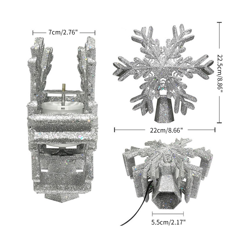 Zzz Topper Pohon Natal Bentuk Snowflake 3D Dengan Lampu LED Untuk Dekorasi