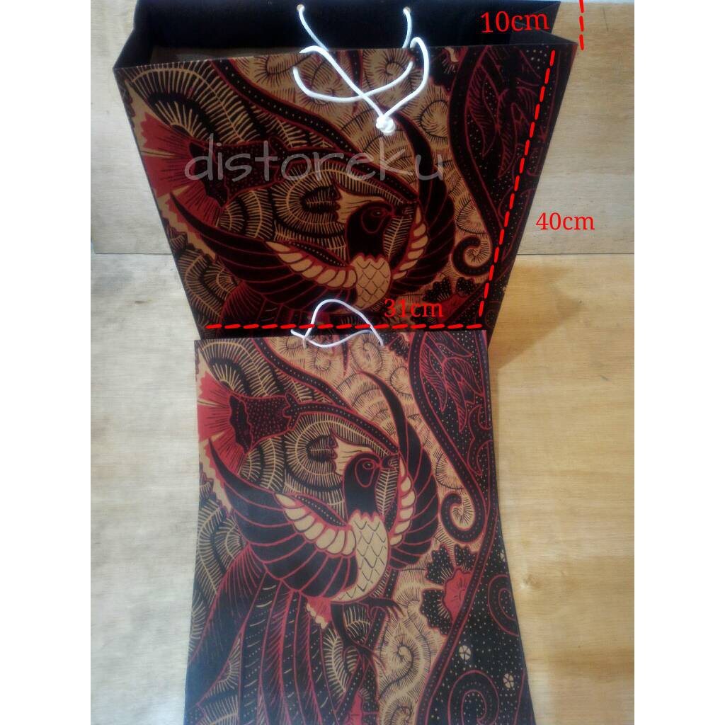 isi 12pcs Paper shoping bag tas kertas belanja motif BATIK goodie bag LARGE