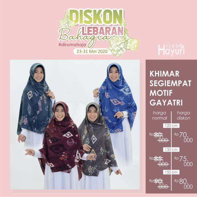 Original Hijab Syari Terbaru Khimar Segi Empat Motif Gayatri Cantik Anggun Original Hijab Hayuri