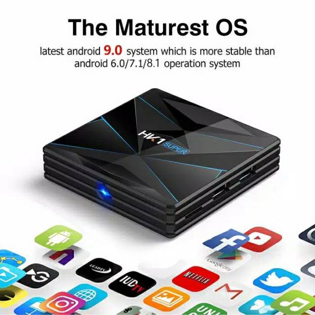 RAM 4/64 GB Android TV Box HK1 Super O.S 9 RK3318 Full Apps