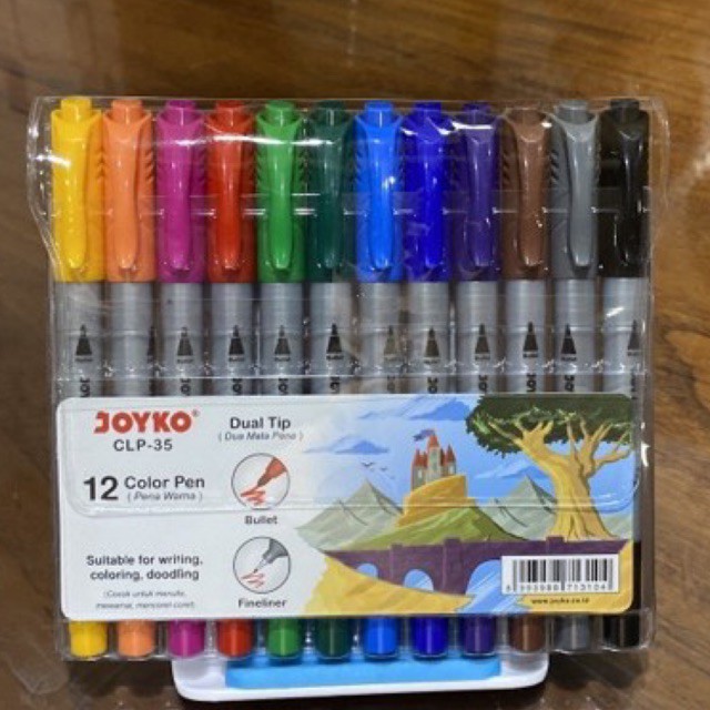 

CLP 35 Dual Tip Bullet Pen Fineliner 12 Color Colour (2 in 1) Clp-35 Clp35 Super Bullet pen Joyko