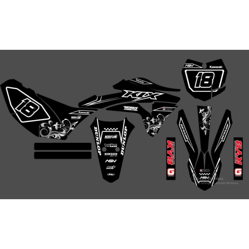 decal klx Gordon hitam Fullbody Bahan Super Glosy/Sanblast Doff Kulit Jeruk