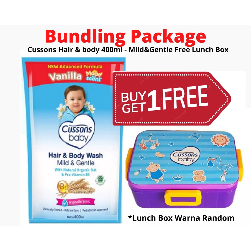 CUSSONS BABY Hair &amp; Body Happy Fresh / Milk Bath Sabun Mandi Cair 400ml 400 ml / 100ml 100ml - Free Lunch Box Optional