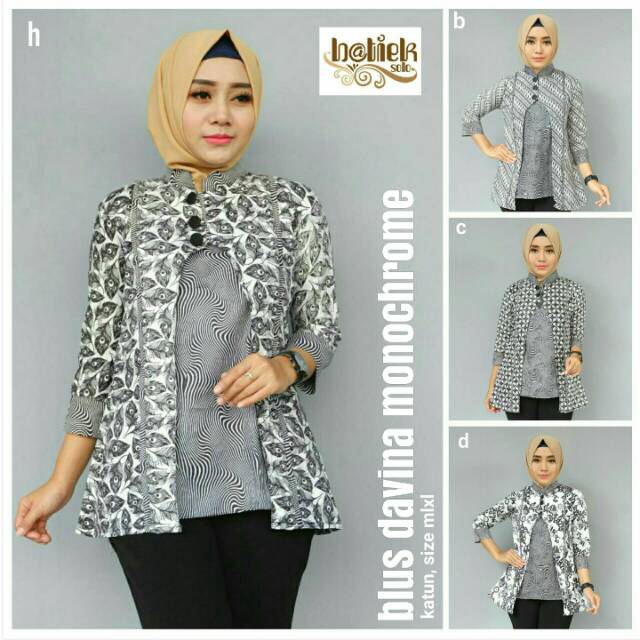  ATASAN  BLUS DAVINA MONOCHROME BATIK  MODERN TERBARU SERAGAM 