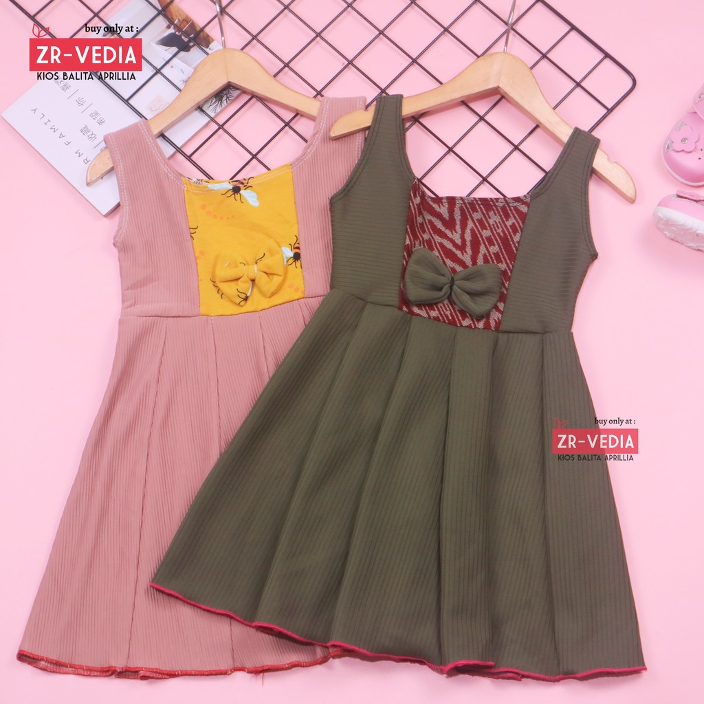 Dress Riani uk 3-4 Tahun / Dres Baju Tanktop Pakaian Plisket Gaun Import Yukensi Anak Perempuan