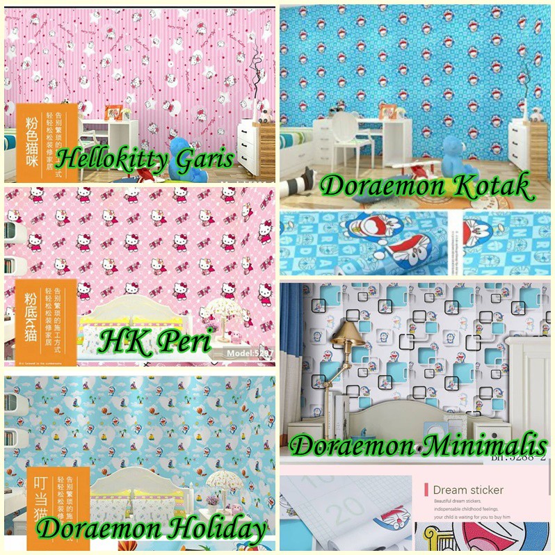  Wallpaper  dinding  Kamar Tidur Wallsticker motif doraemon  