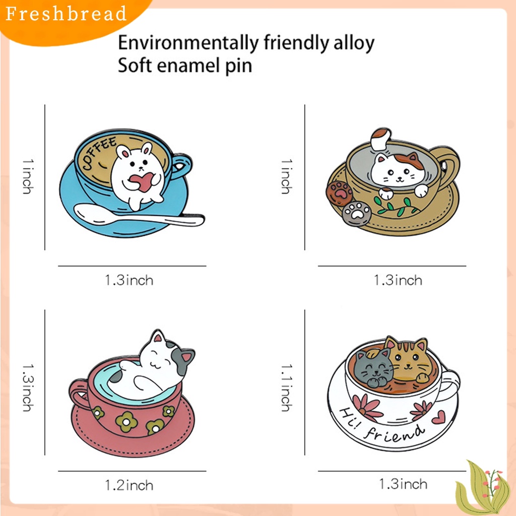 Terlaris Cartoon Cat Coffee Cup Brooch Bag Hats Lapel Enamel Paint Pin Garment Badge Gift