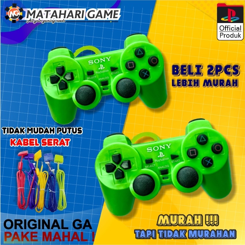 2Pcs Murah / Stick Stik PS2 Kabel Serat Warna Sony Playstation 2 Stick Hijau