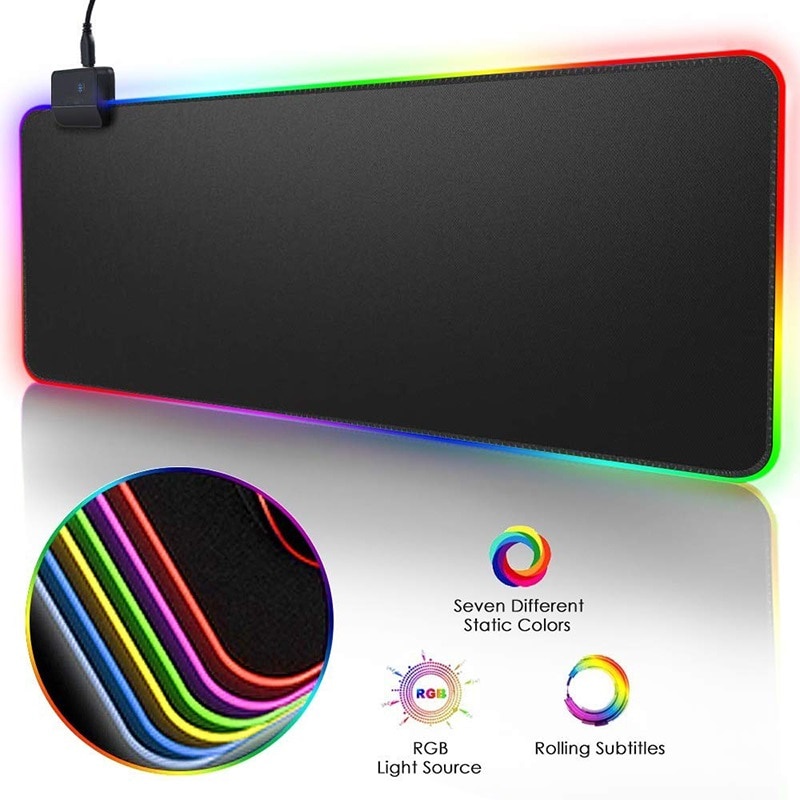 Mouse Pad Gaming RGB XL LED Glowing High Precision Jumbo Mousepad Besar USB Cable Anti Air Anti Slip