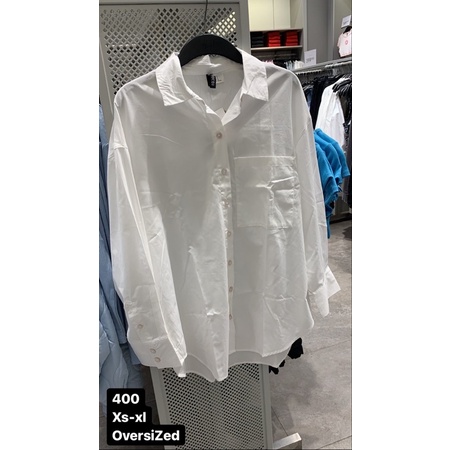 kemeja HnM putih wanita oversized