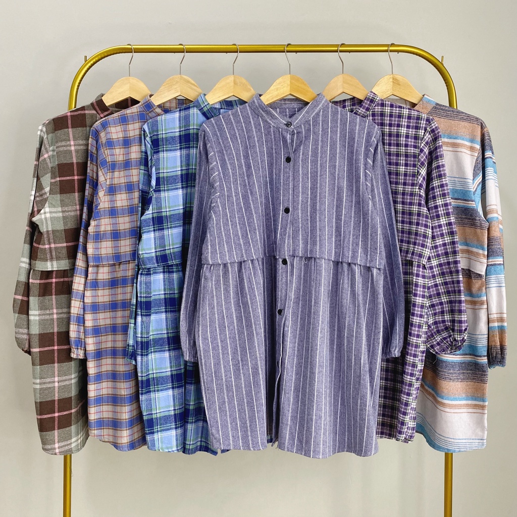 KEMEJA TUNIK FLANEL YISOO LONG SHIRT PREMIUM SHIRT B522