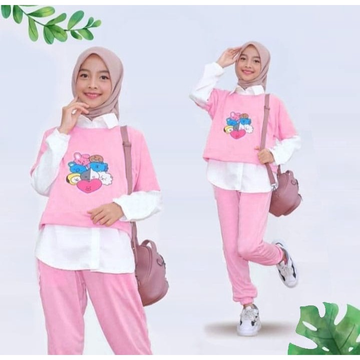 Setelan Celana Anak Perempuan Viora Kid Teen 9-13tahun/Fashion Anak perempuan/Baju Anak Remaja/Set T