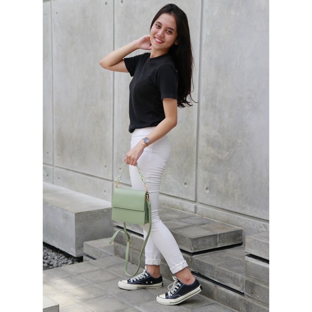 Ricca Woman Korean Slingbag - Tas Selempang bahu wanita Import - Ulzzang Bag Tali Akrilik Pastel