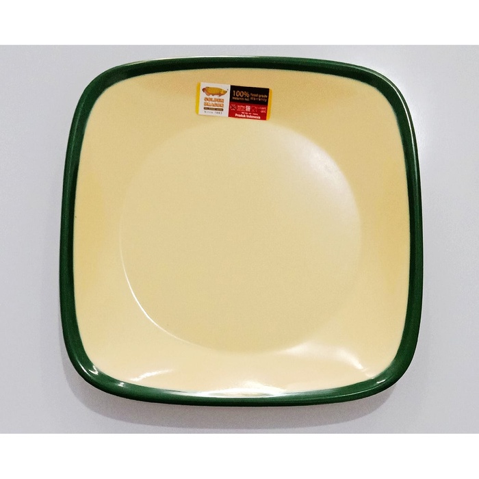 Piring Persegi Datar Enamel 6.5 inch PE-65B4 / PE65B4 - Golden Dragon Melamine