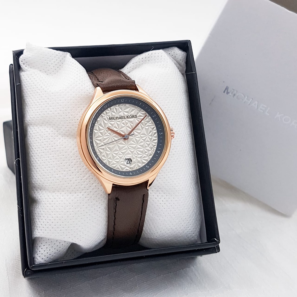 Grosir Jam Tangan Wanita Michael Kors MK83826 Tali Kulit Tanggal Aktif Free Box & Baterai