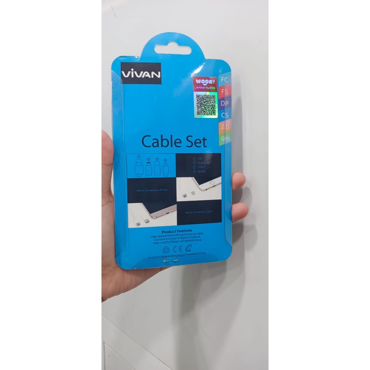 SILVERTECH KABEL SET VIVAN 50mm, kabel power, MICRO, IPHONE, TYPE-C