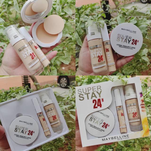 (CYBER) COD TERBARU PAKET MAKEUP MAYBELLINE 3IN1 SUPERSTAY 24HOURS WHITE EDITION FULL COVERAGE