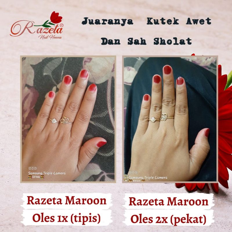 Kutek Halal Razeta Nail Henna Kuteks Muslimah Sah Sholat Hena Kuku Awet Tahan lama Anti Luntur Bukan Tuffah Nauraa Ceria Strawberry Nail Henna