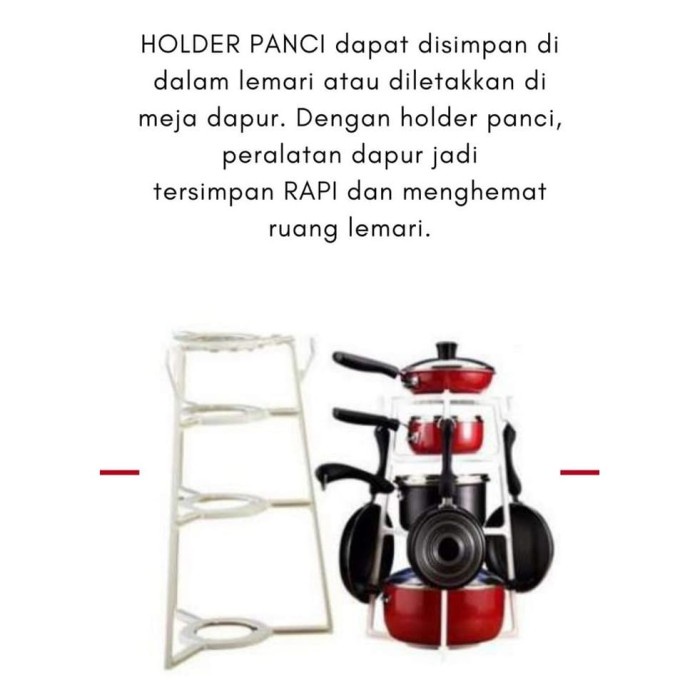 BAROKAH GAMIS Holder Panci 4 Susun Katakan Tidak Pada Brantakan rack lemari  wajan