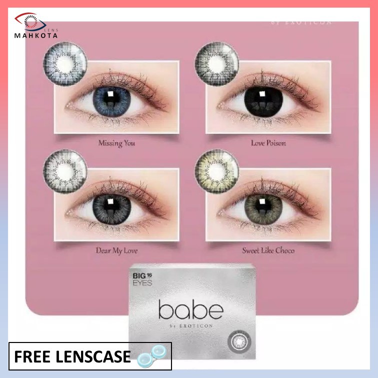 SOFTLENS BABE MINUS (-3.25 s/d -6.00) BY EXOTICON BIGEYES 16MM / GREY BROWN BLUE BLACK / Softlen Soflen Soflens