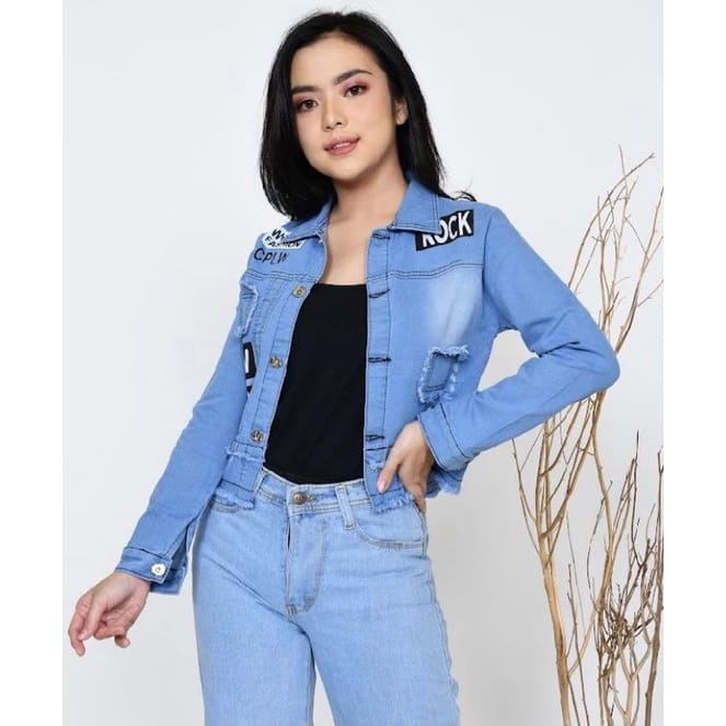 alvan.id JAKET JEANS CEWEK SABLON RUMBAI