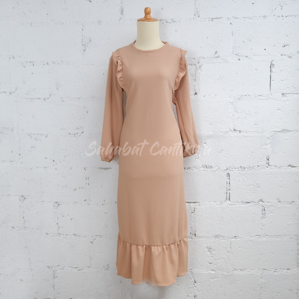 Gamis Dress Remaja Rajut Uniqlo Kriwil Di Pundak Rempel Bagian Bawah