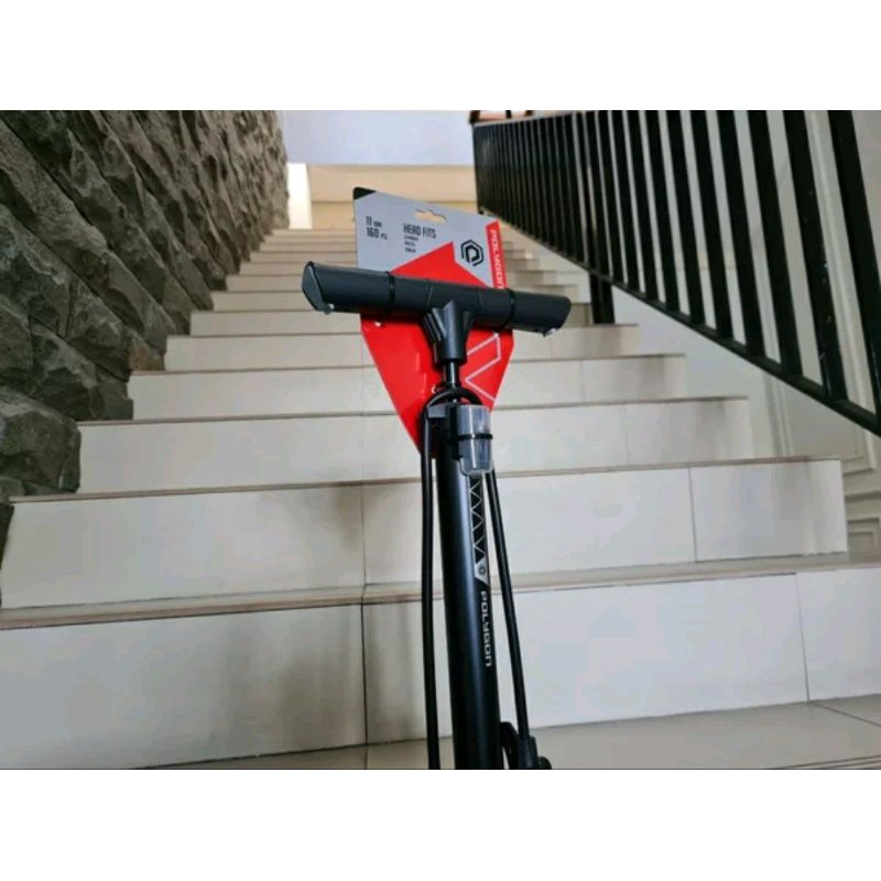 pompa ban angin Polygon Steel STX 160 Psi dual head floor pump bike high pressure tekanan tinggi bisa dop pentil  presta schrader bisa sepeda mtb roadbike balap road bike motor mobil