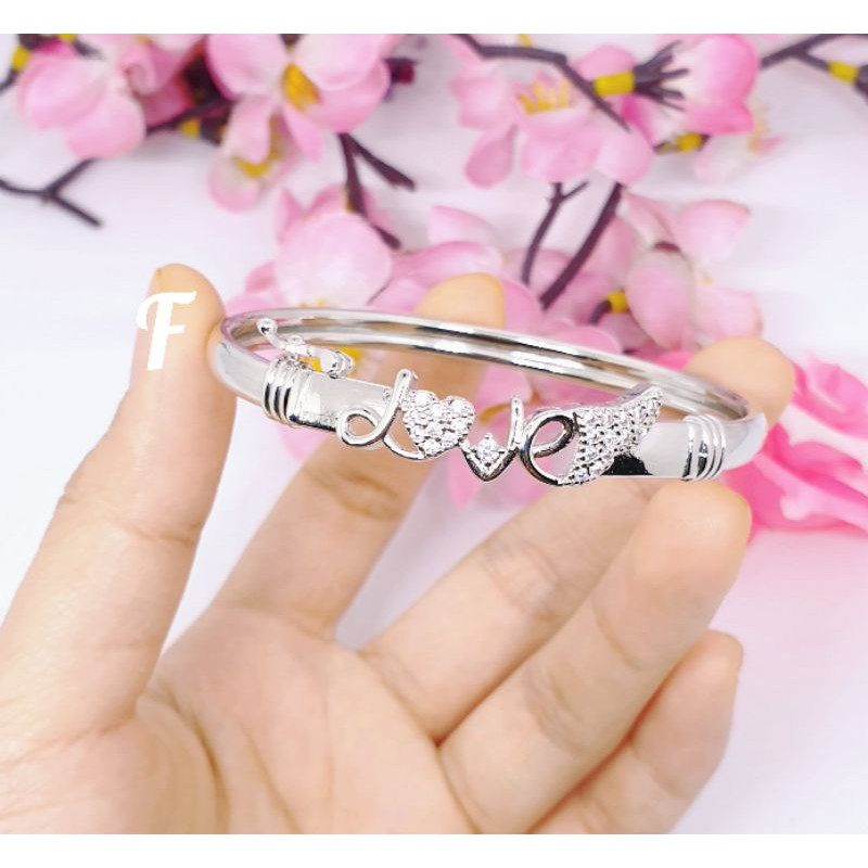 gelang bangle silver permata zircon lapis mas putih ♡KAWAI♡