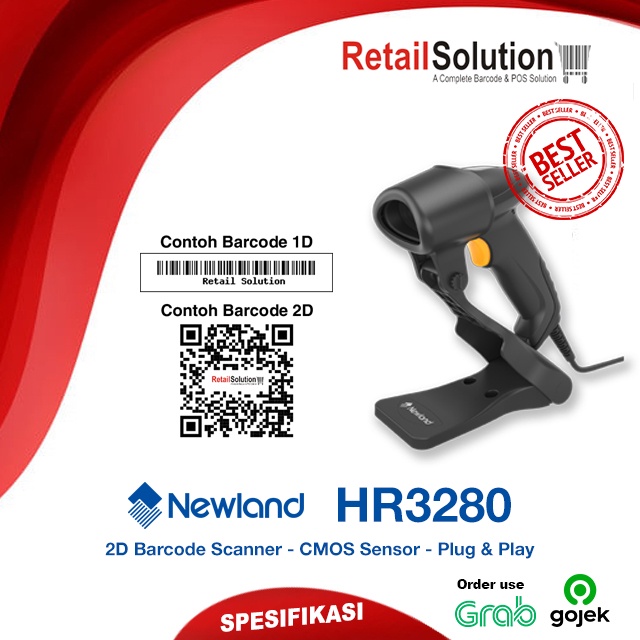 Barcode Scanner Handheld USB 2D - Newland AIDC HR3280 / HR-3280 / HR32