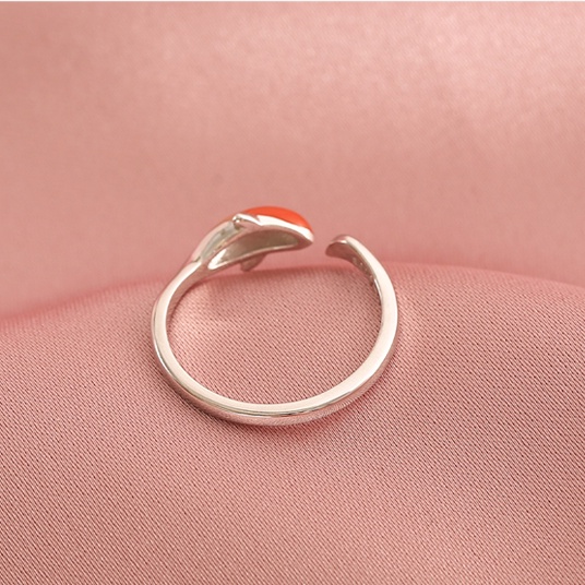 Cincin S925 Silver Model Terbuka Dapat Disesuaikan Desain Good Luck Koi Untuk Wanita