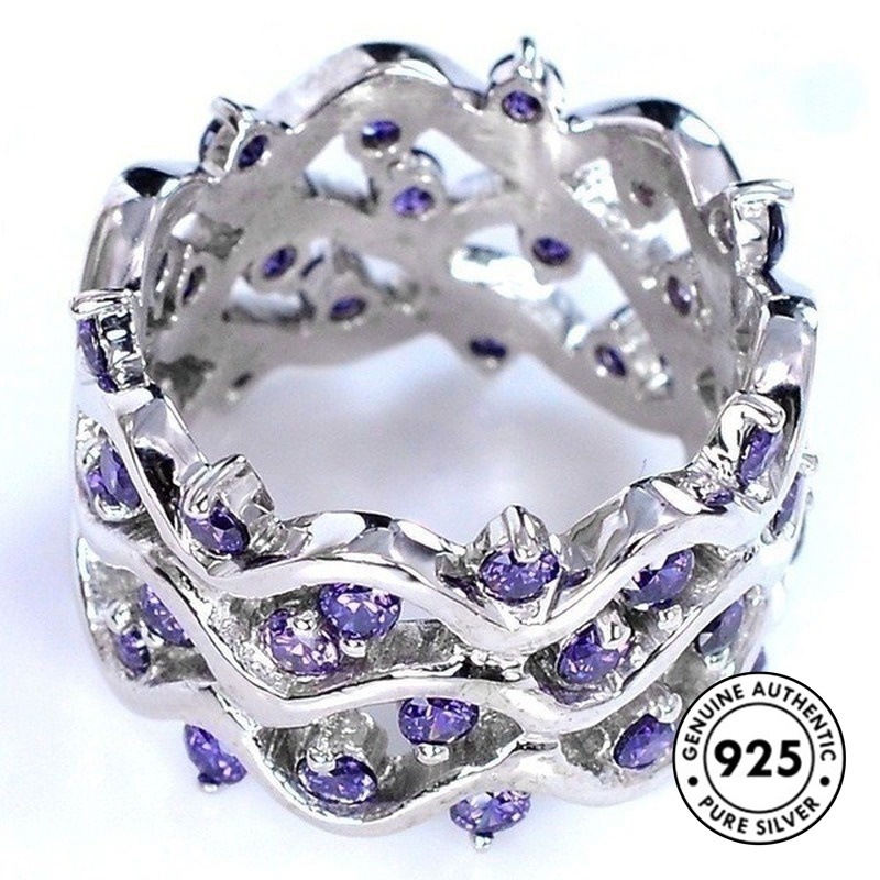 Cincin Sterling Silver 925 Dengan Batu Amethyst Untuk Wanita