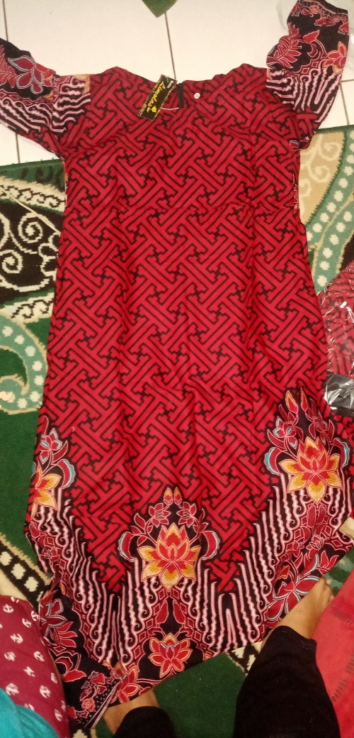 Batik Couple Keluarga Sania Ruffle Ori Ndoro Jowi Dnt Motif Bata Merah