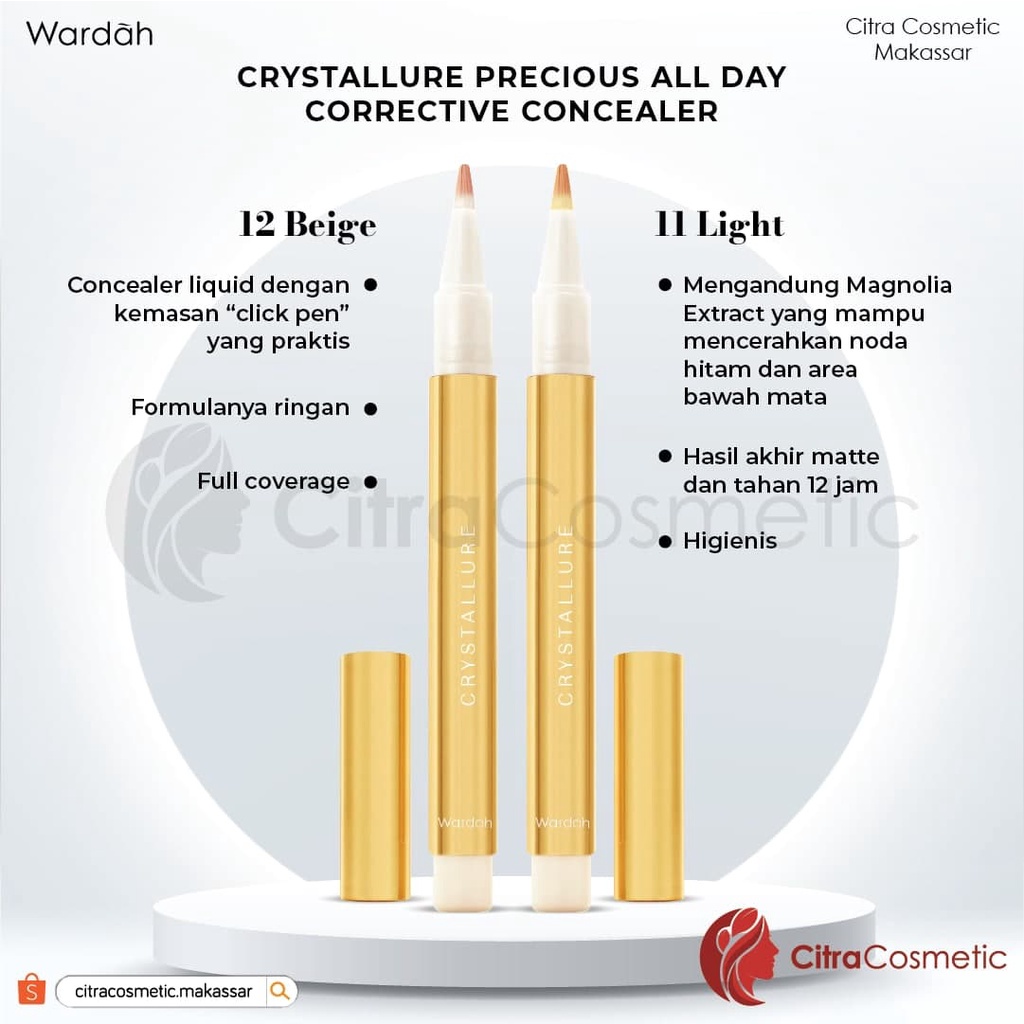 Wardah Crystallure Precious Luminizing Silk Powder Foundation Series | Corrective Concealer