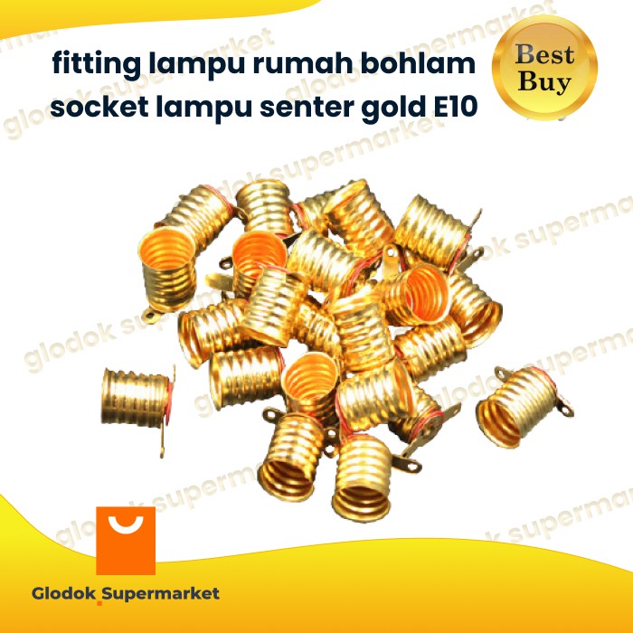 fitting lampu rumah bohlam socket lampu senter gold E10