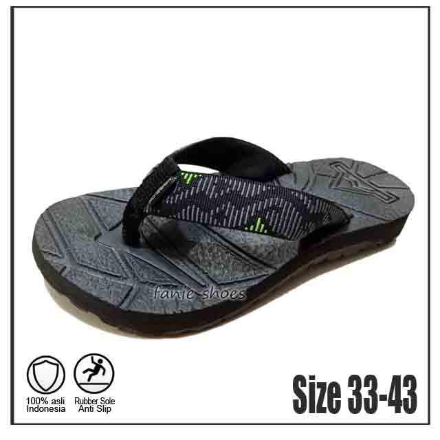 X-gear 39-43 Sandal Anak Karet Remaja Laki Dewasa / Sandal Jepit Hitam Laki / Sandal Murah Laki