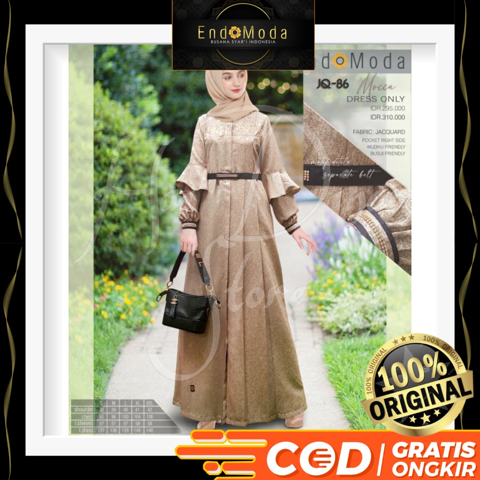 [Baru] Endomoda Gamis Muslimah Jq 89 Ready Tosca L Moca XL