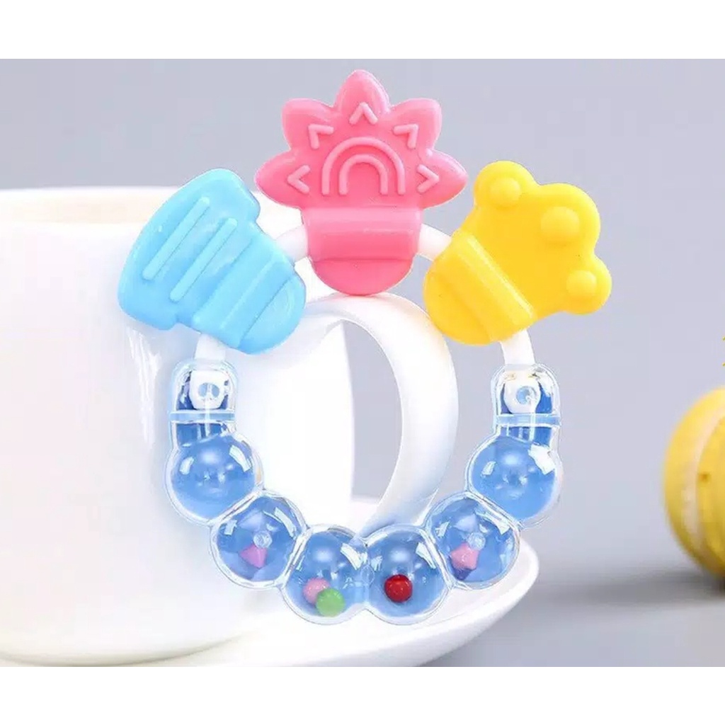 RATTLE GENGGAM BAYI / GIGITAN RATTLE / MAINAN LONCENG KERINCING BAYI / GELANG TEETHER (IP)