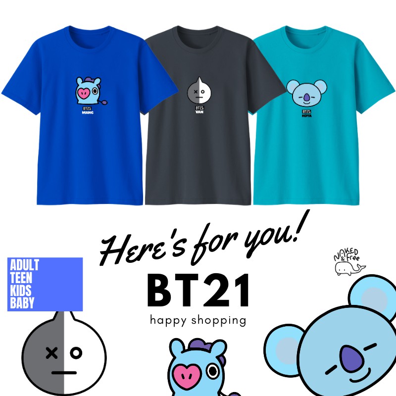 Baju Kaos BT21 Remaja Dewasa Cewek Cowok Bahan Combed 30s