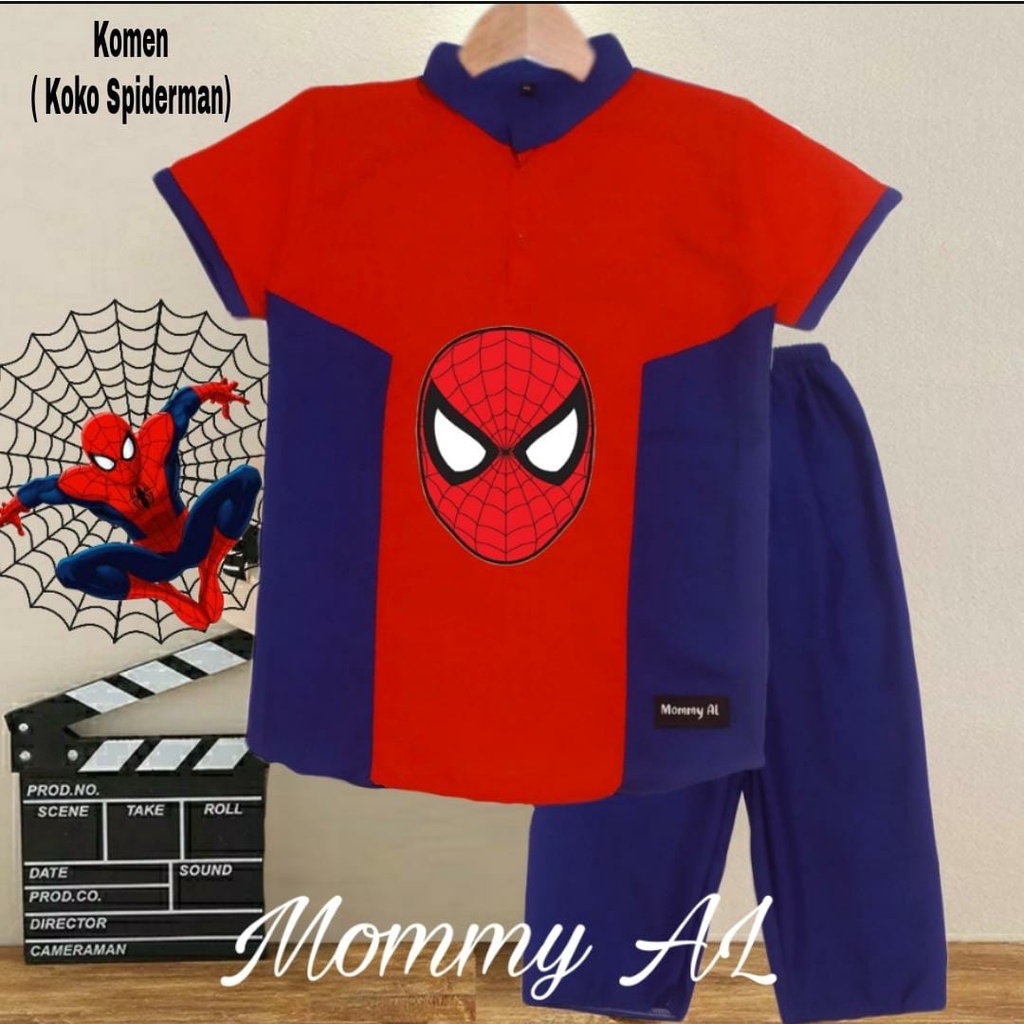 STELAN SET BAJU KOKO ANAK KURTA  SPIDERMAN  1-5TAHUN/KOKO ANAK/STELAN KOKO ANAK