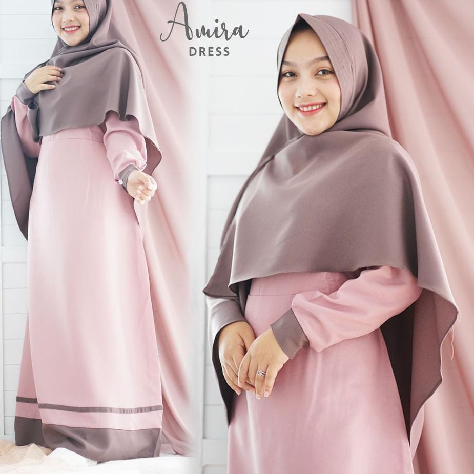 Termurah gamis set khimar izzati muslimah terbaru amira dress ,,,,,