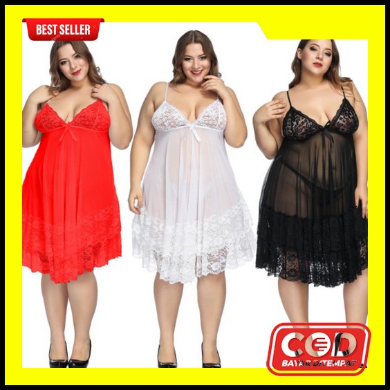 Lingerie Sexy Bra + Crotchless Panty G String Lingerie  Xxl - 6Xl Jumbo Wanita Sexy Teddies Transpar