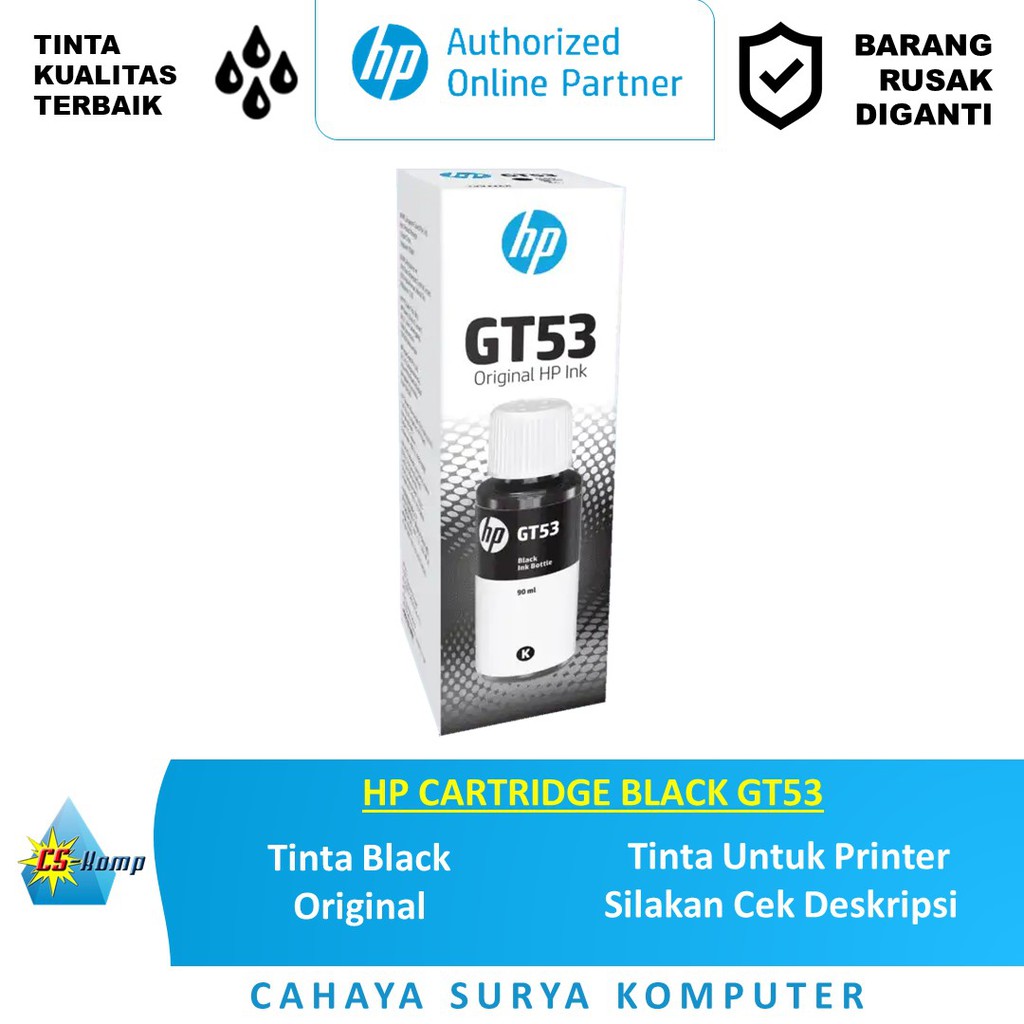 HP CARTRIDGE BLACK GT53 UNTUK PRINTER HP Smart Tank AiO Printer 500, 515, 615