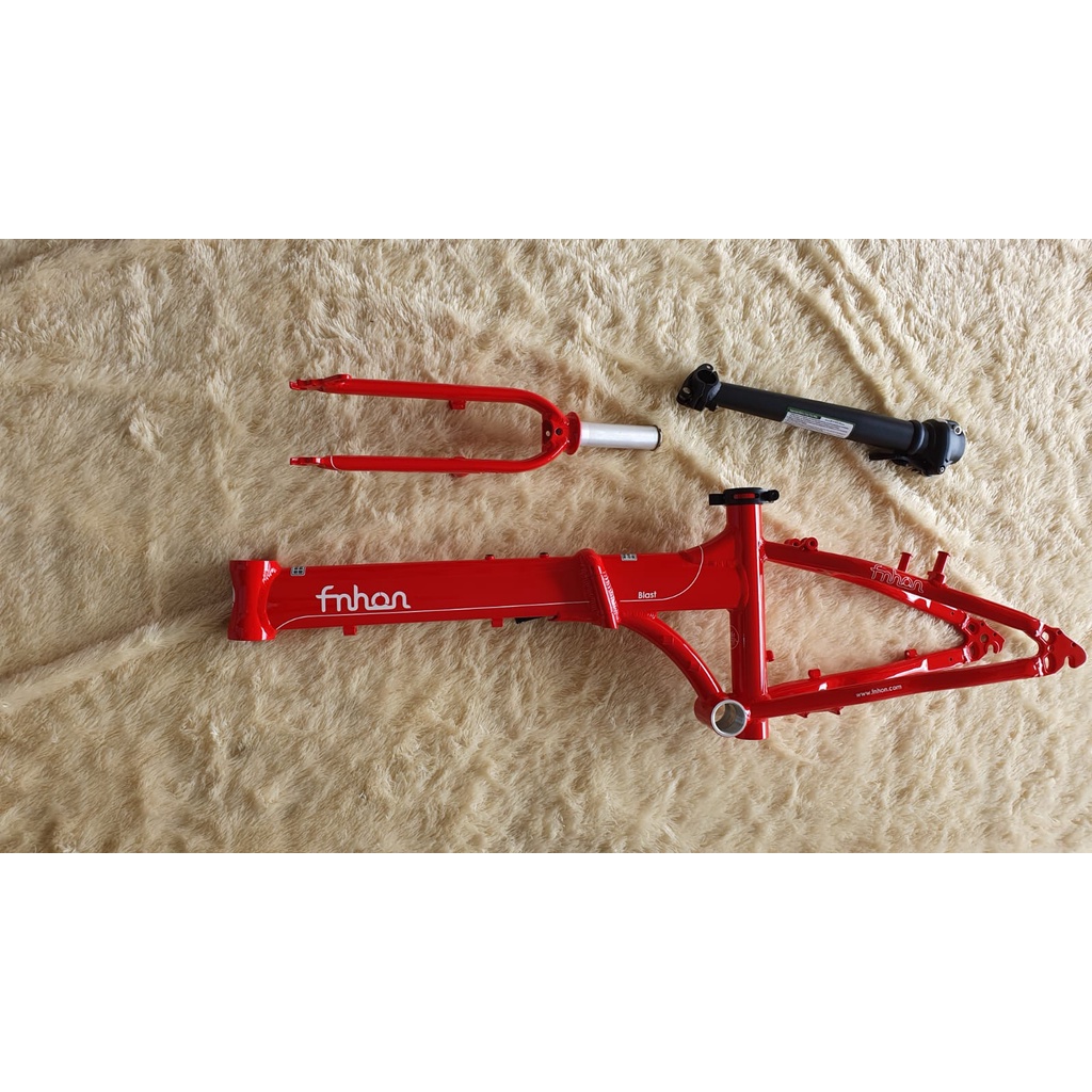 Frame Fork plus Handlepost Fnhon Blast V Brake 20 22 inch Warna Merah Alloy