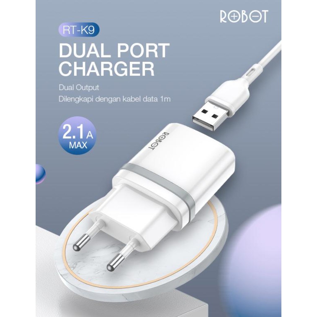 Robot Charger RT-K9 12W With Micro USB Cable 2.1A